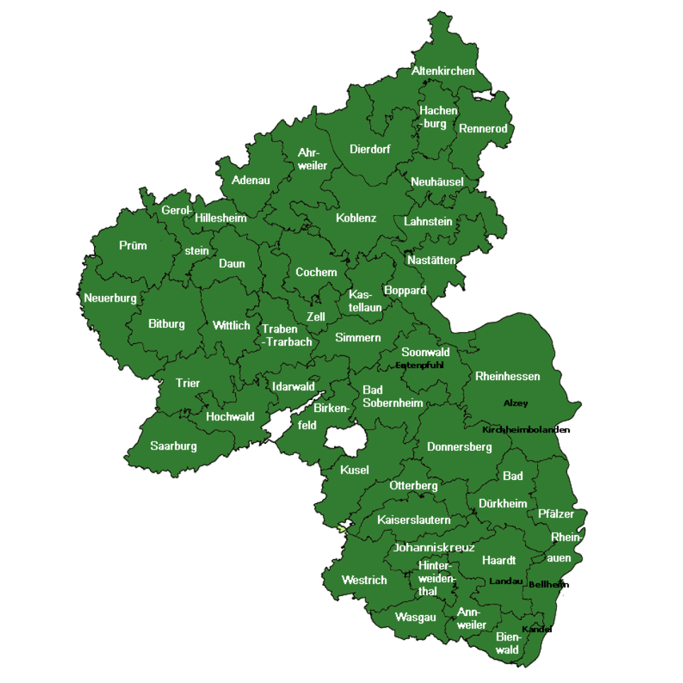 Karte der Forstämter in RLP
